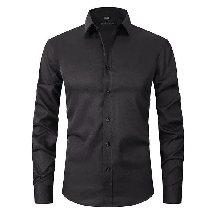 Camisa de algodón de manga larga y corte regular para hombre