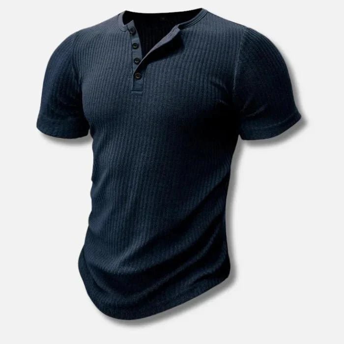 Camiseta Henley ajustada de algodón para hombre