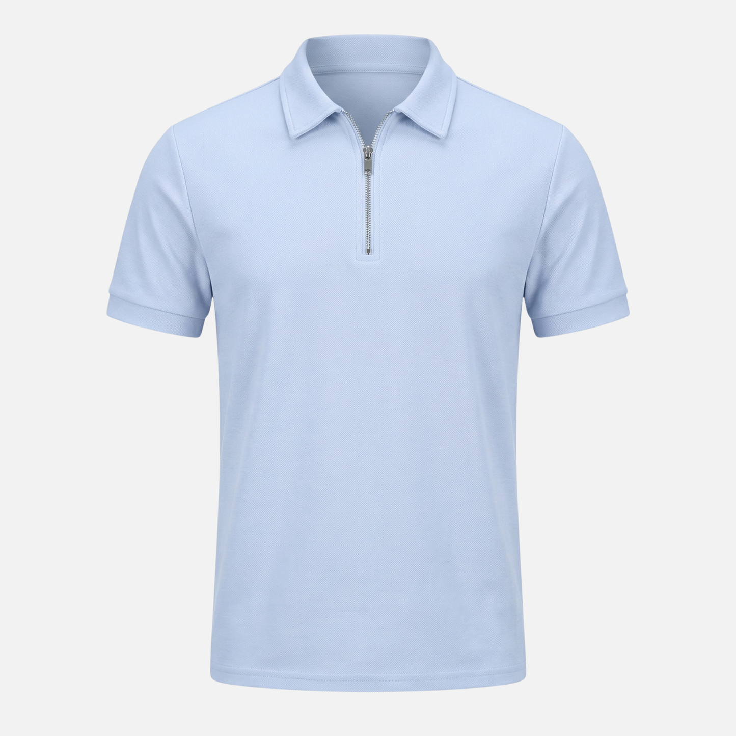 Polo de manga corta para hombre de algodón – Cuello con cremallera hasta el pecho y estructura piqué