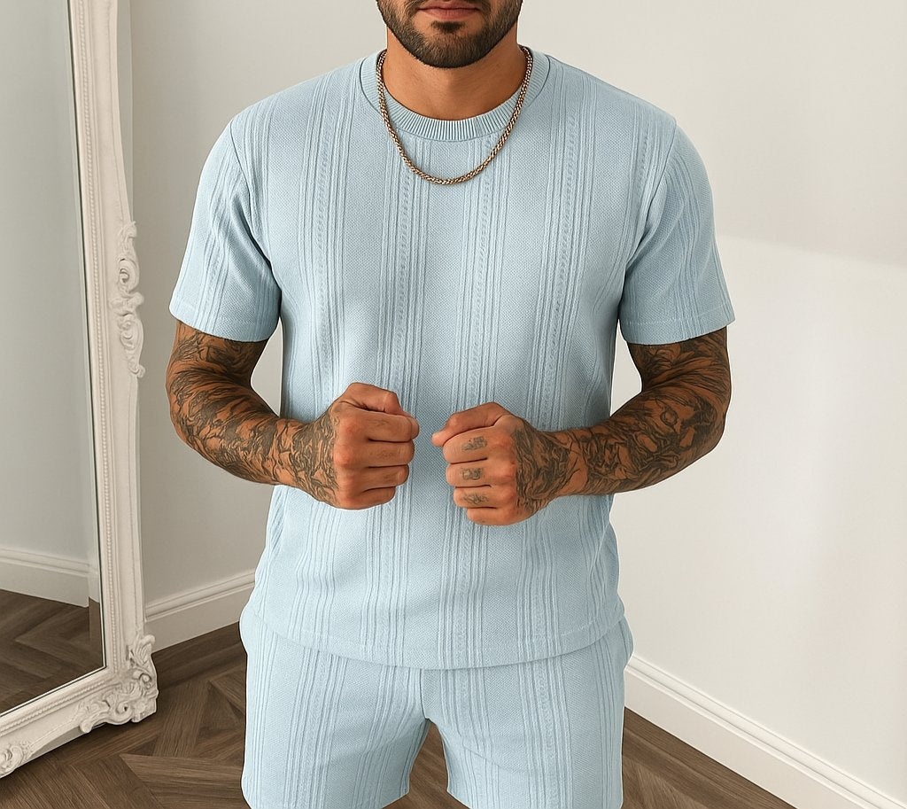 Conjunto ligero de algodón con top de manga corta para hombre