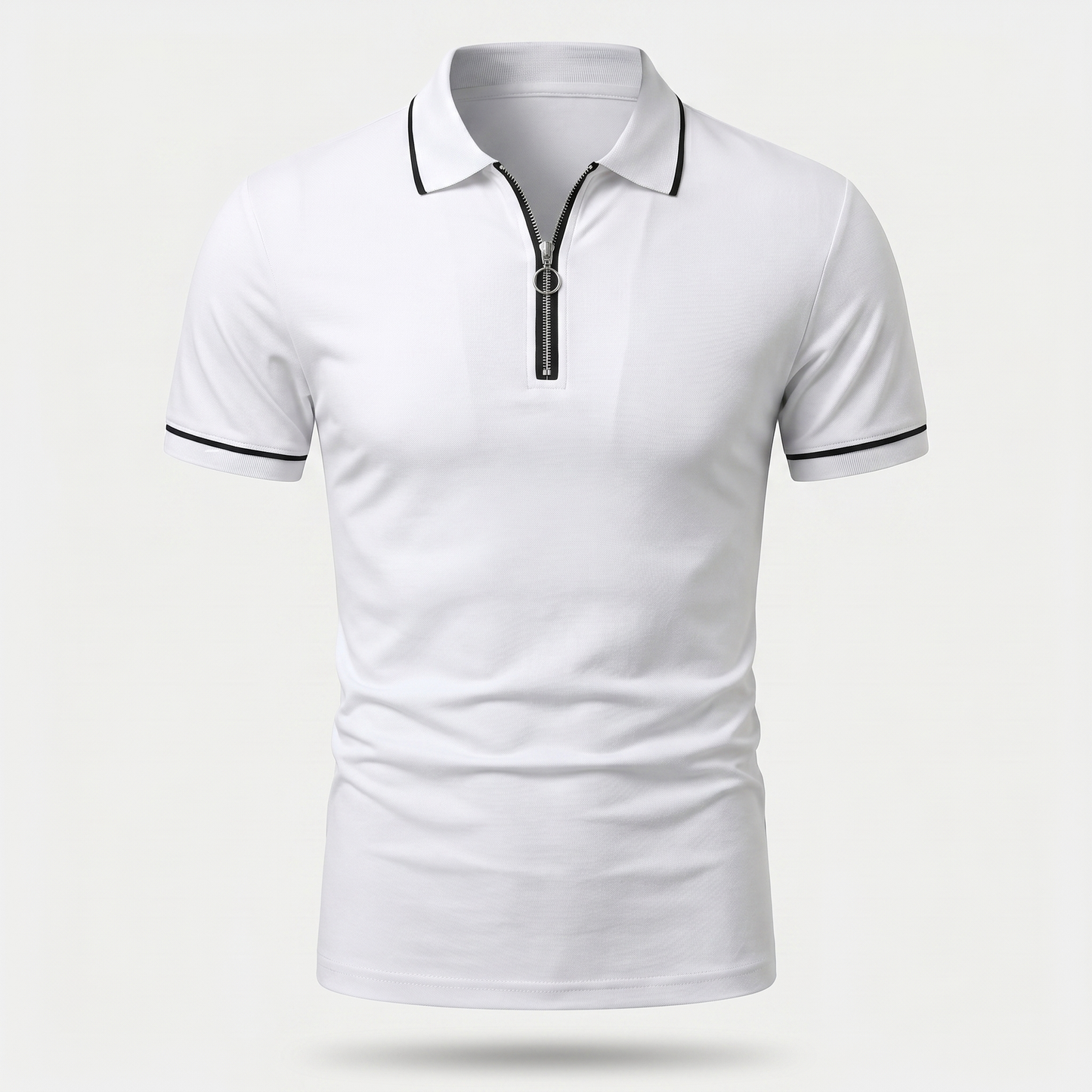 Polo ajustado de punto con cremallera para hombre
