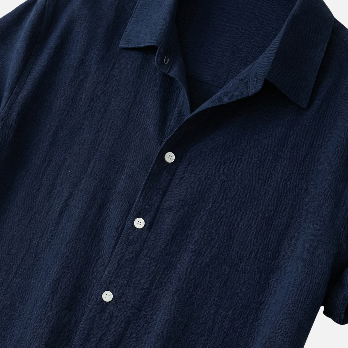 Conjunto ligero y casual de lino para hombre con cierre de botones y bolsillos