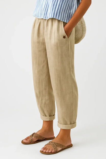 Pantalón transpirable de lino y algodón – Corte holgado para hombre