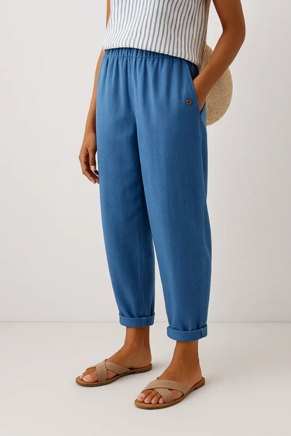 Pantalón transpirable de lino y algodón – Corte holgado para hombre
