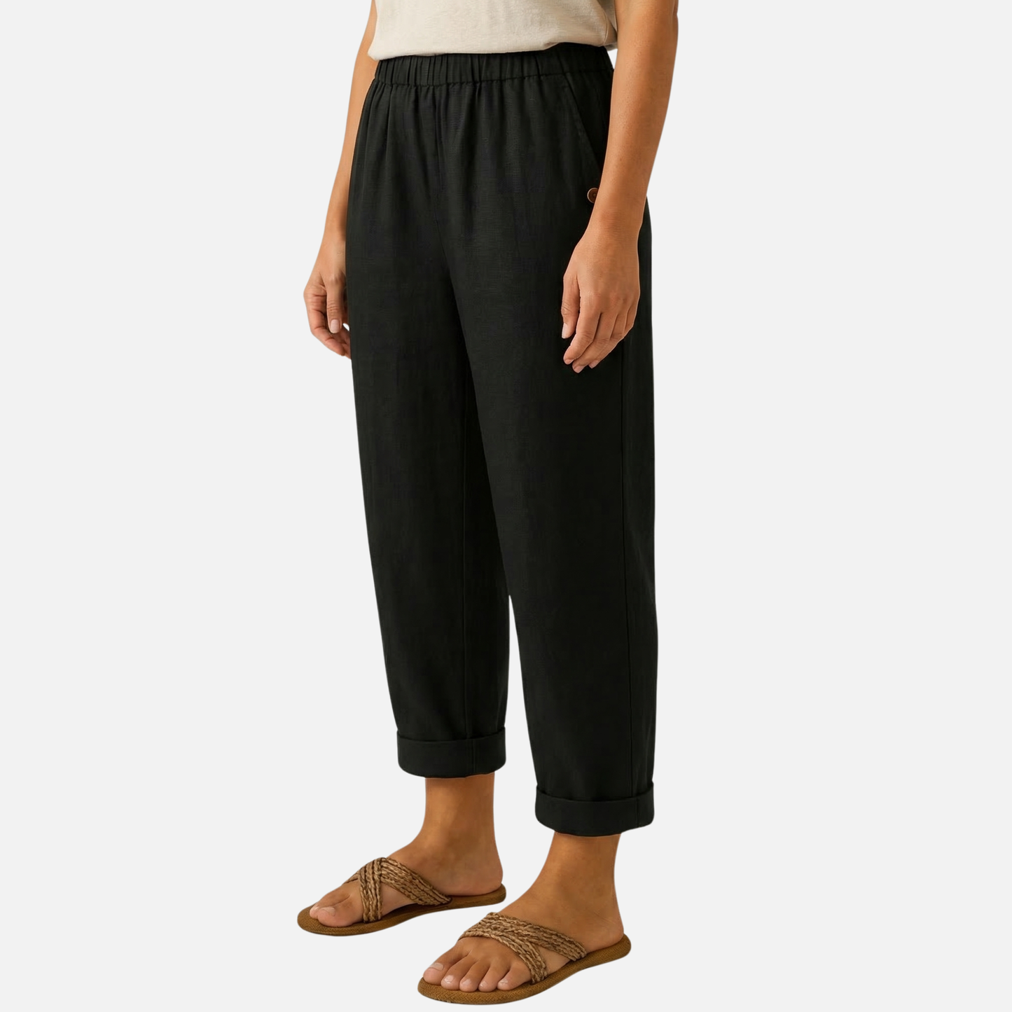 Pantalón transpirable de lino y algodón – Corte holgado para hombre