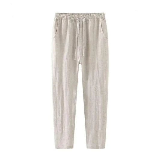 Pantalón de lino transpirable con cordón para hombre