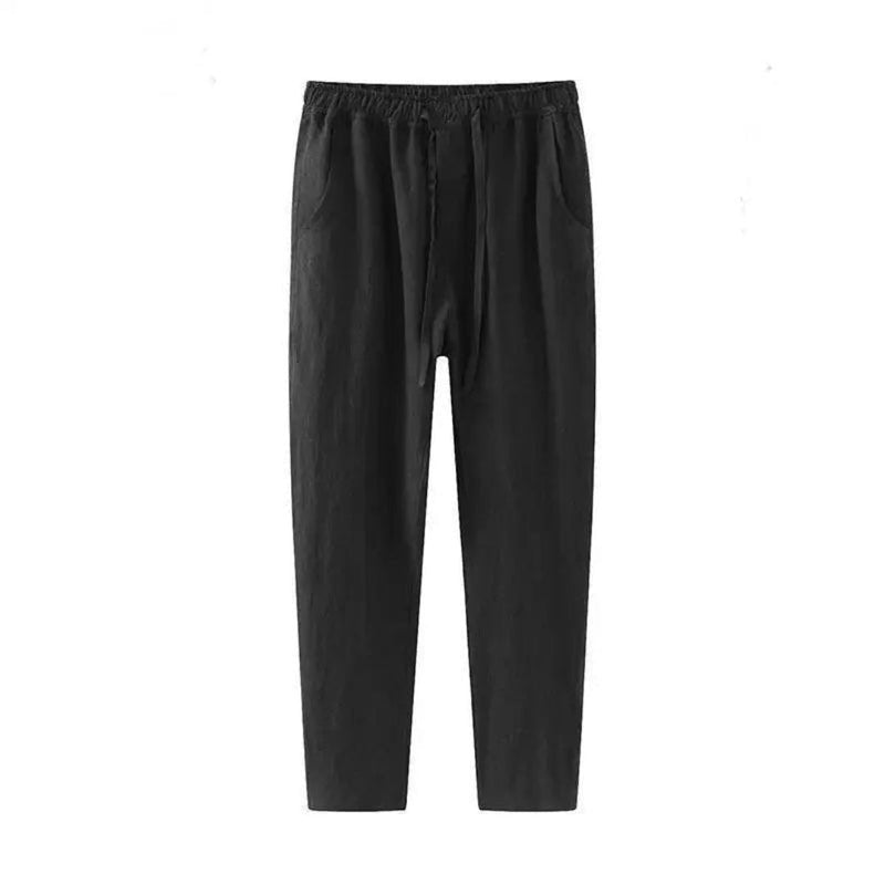 Pantalón de lino transpirable con cordón para hombre