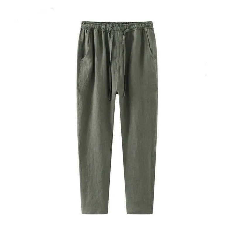 Pantalón de lino transpirable con cordón para hombre