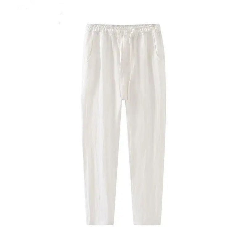 Pantalón de lino transpirable con cordón para hombre