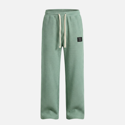 Pantalones lounge de punto waffle transpirables con bolsillos para caballeros