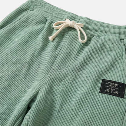 Pantalones lounge de punto waffle transpirables con bolsillos para caballeros