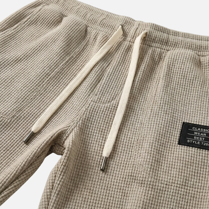 Pantalones lounge de punto waffle transpirables con bolsillos para caballeros