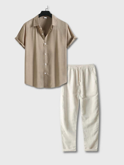 Conjunto transpirable de lino para el verano para hombre