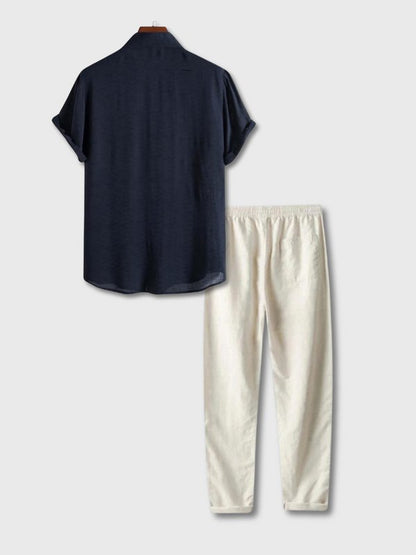 Conjunto transpirable de lino para el verano para hombre