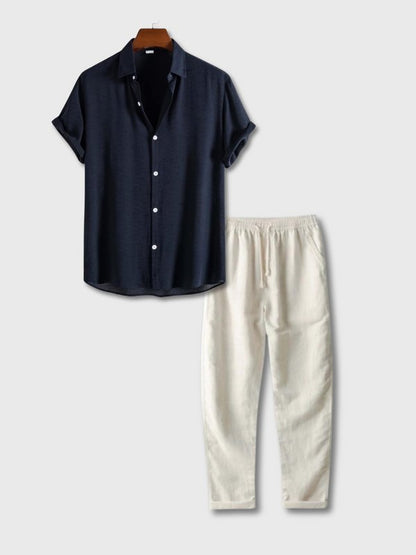 Conjunto transpirable de lino para el verano para hombre