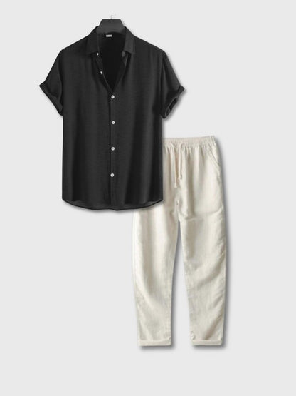 Conjunto transpirable de lino para el verano para hombre