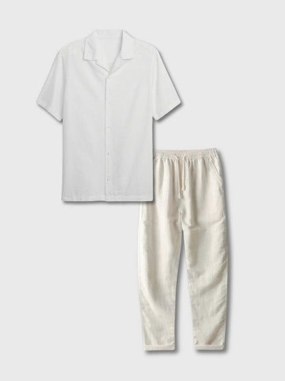 Conjunto transpirable de lino para el verano para hombre