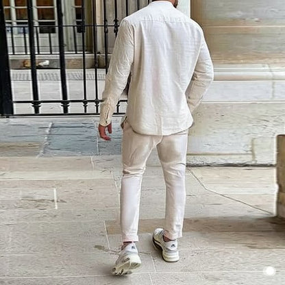 Conjunto de camisa de manga corta y shorts de algodón para hombre