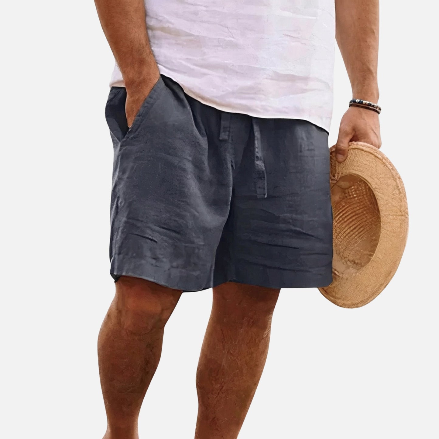 Shorts de algodón con cordón para el verano para hombre