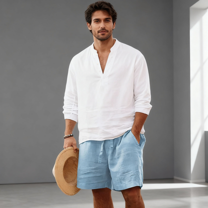 Shorts de algodón con cordón para el verano para hombre