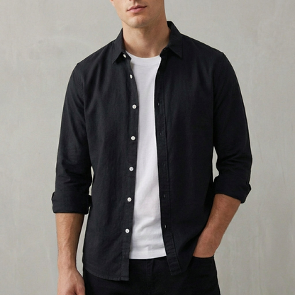 Sobrecamisa de algodón con mangas remangadas y corte casual para hombre