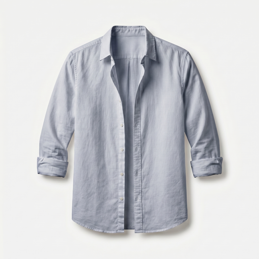Sobrecamisa de algodón con mangas remangadas y corte casual para hombre