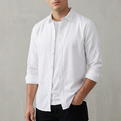 Sobrecamisa de algodón con mangas remangadas y corte casual para hombre