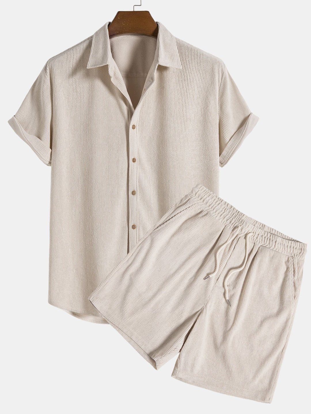 Conjunto de pantalones cortos y camisa de algodón para hombre