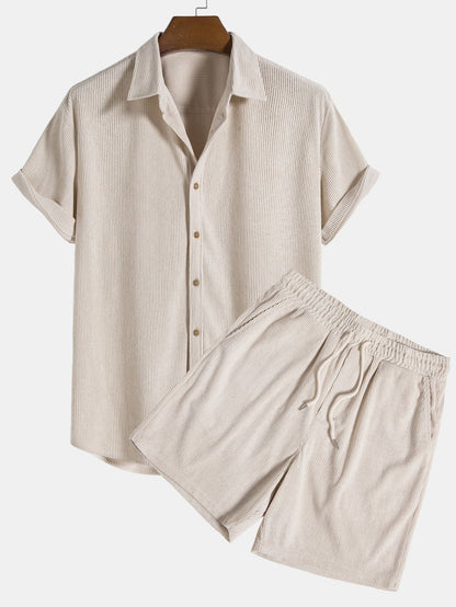 Conjunto de pantalones cortos y camisa de algodón para hombre