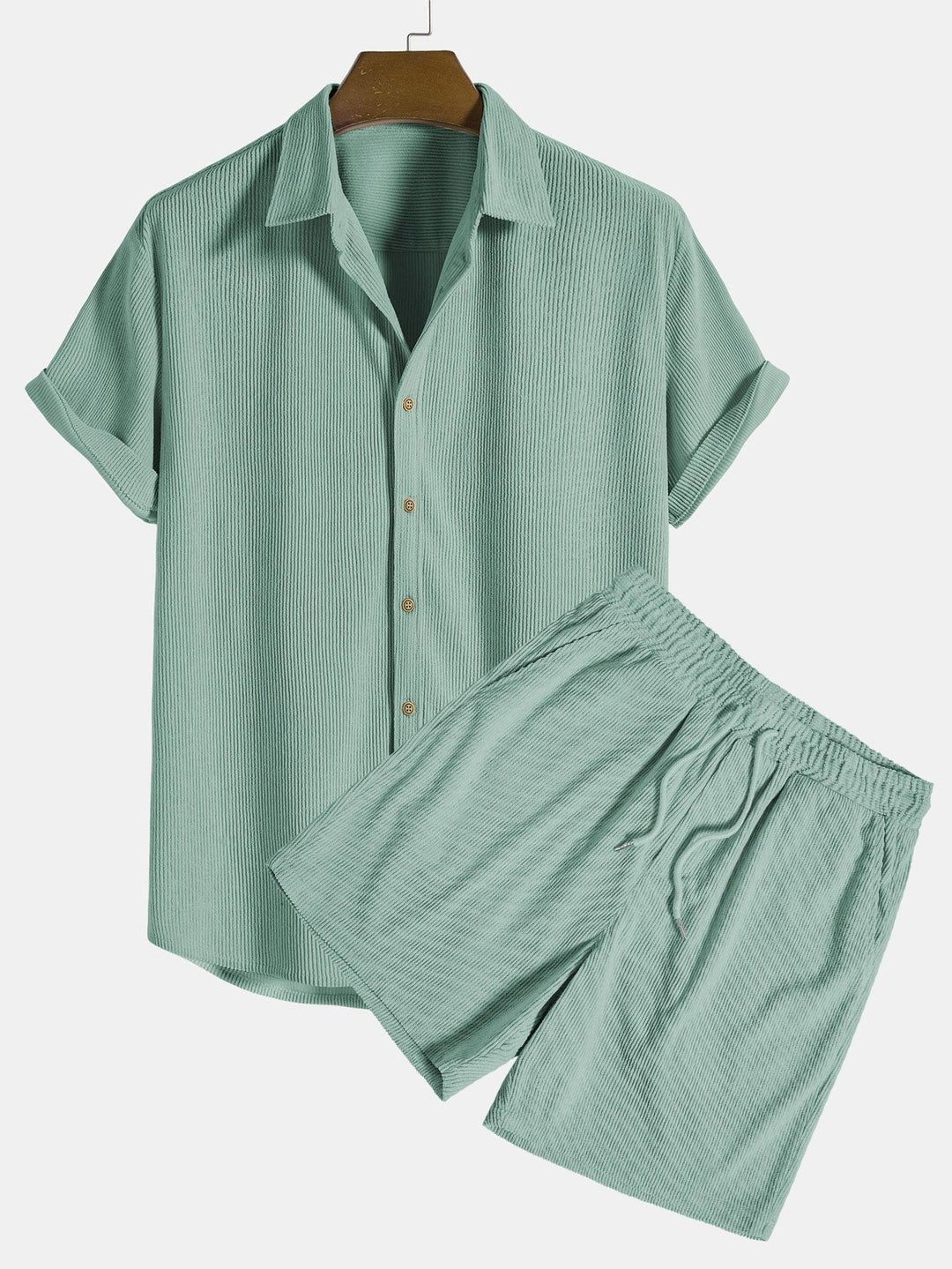 Conjunto de pantalones cortos y camisa de algodón para hombre