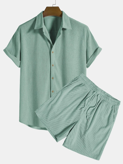Conjunto de pantalones cortos y camisa de algodón para hombre