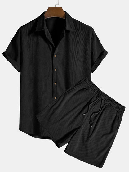 Conjunto de pantalones cortos y camisa de algodón para hombre