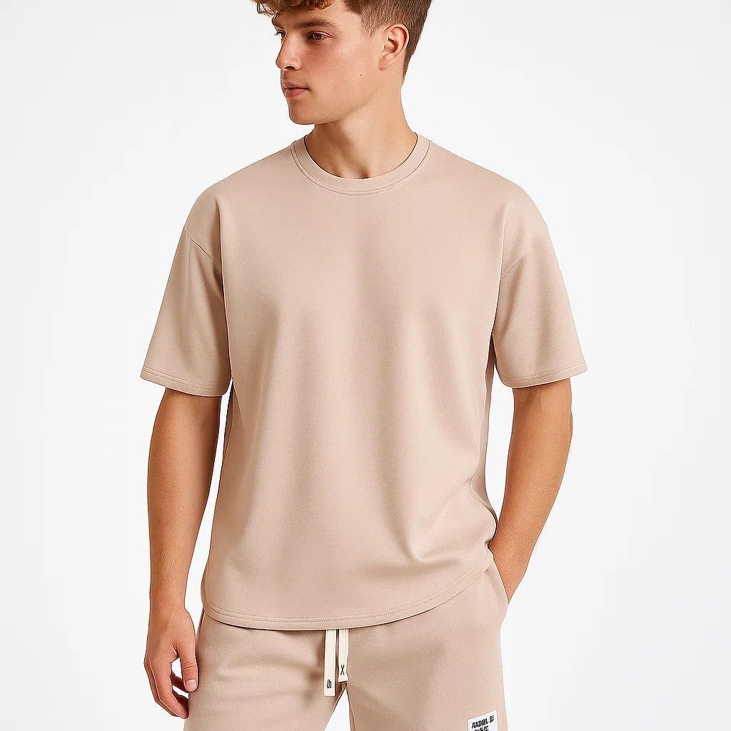 Conjunto de camiseta y pantalones cortos de algodón para hombre