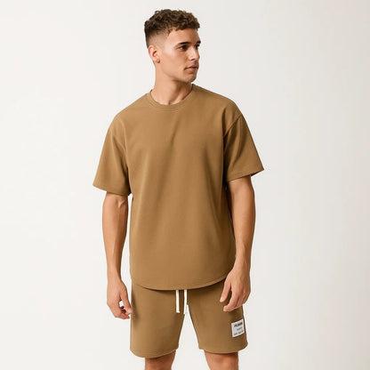 Conjunto de camiseta y pantalones cortos de algodón para hombre