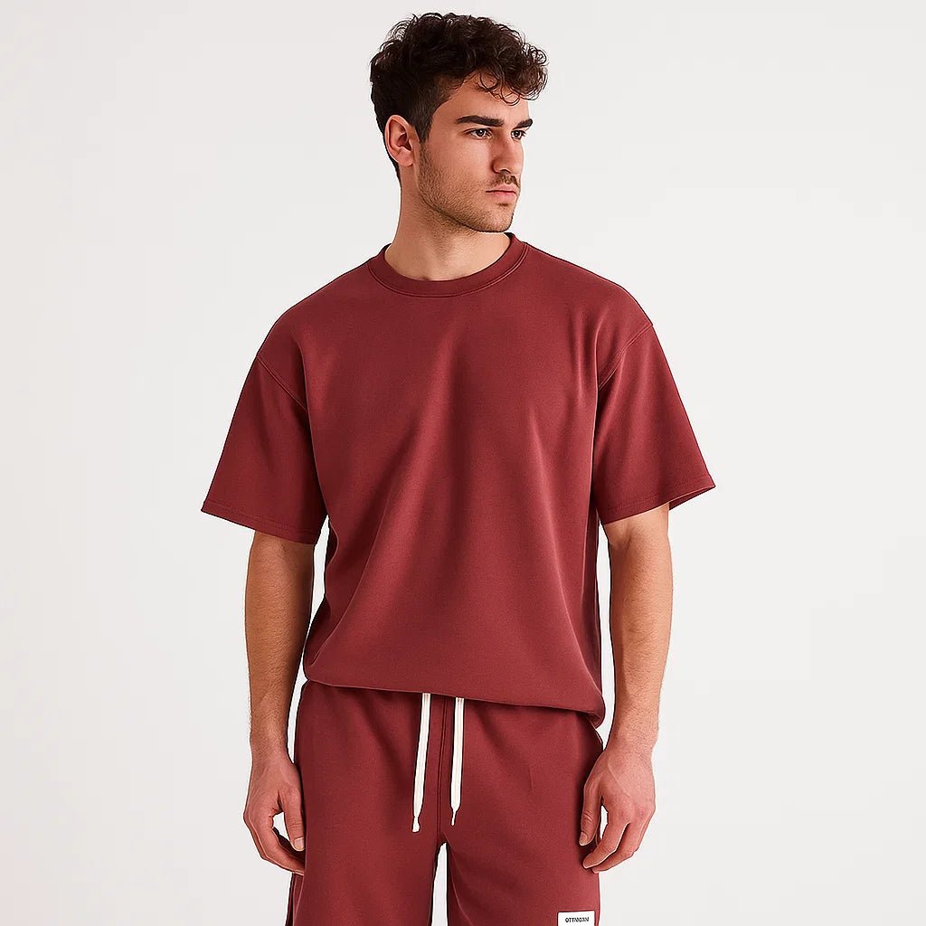 Conjunto de camiseta y pantalones cortos de algodón para hombre