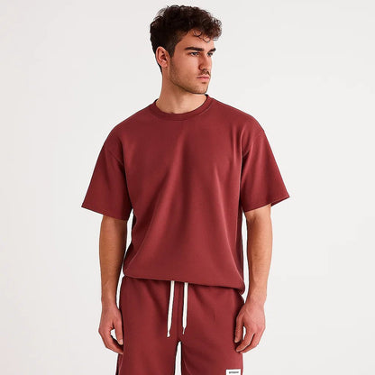 Conjunto de camiseta y pantalones cortos de algodón para hombre