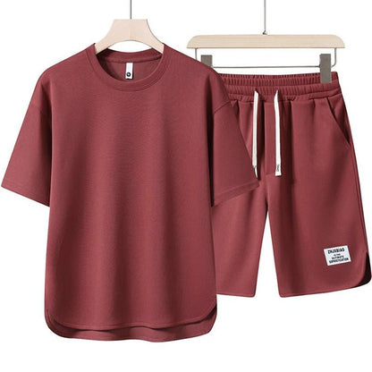 Conjunto de camiseta y pantalones cortos de algodón para hombre