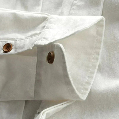 Camisa de algodón estilo kimono con cuello mao para hombre