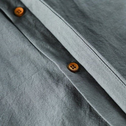 Camisa de algodón estilo kimono con cuello mao para hombre