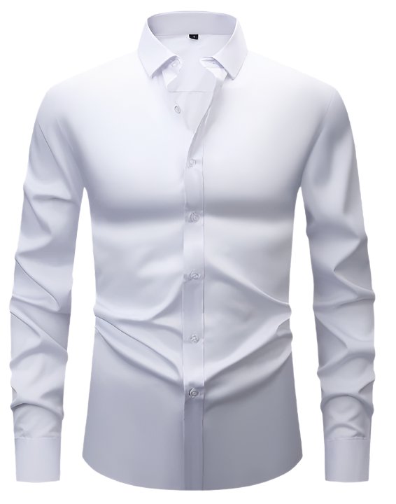 Camisa de algodón de manga larga y corte regular para hombre