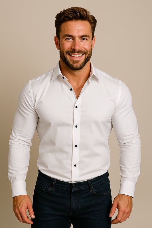 Camisa de algodón de manga larga y corte regular para hombre