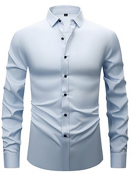 Camisa de algodón de manga larga y corte regular para hombre