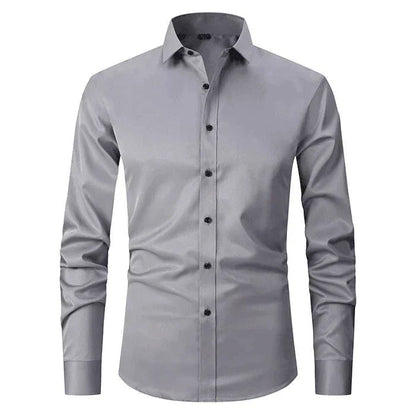 Camisa de algodón de manga larga y corte regular para hombre