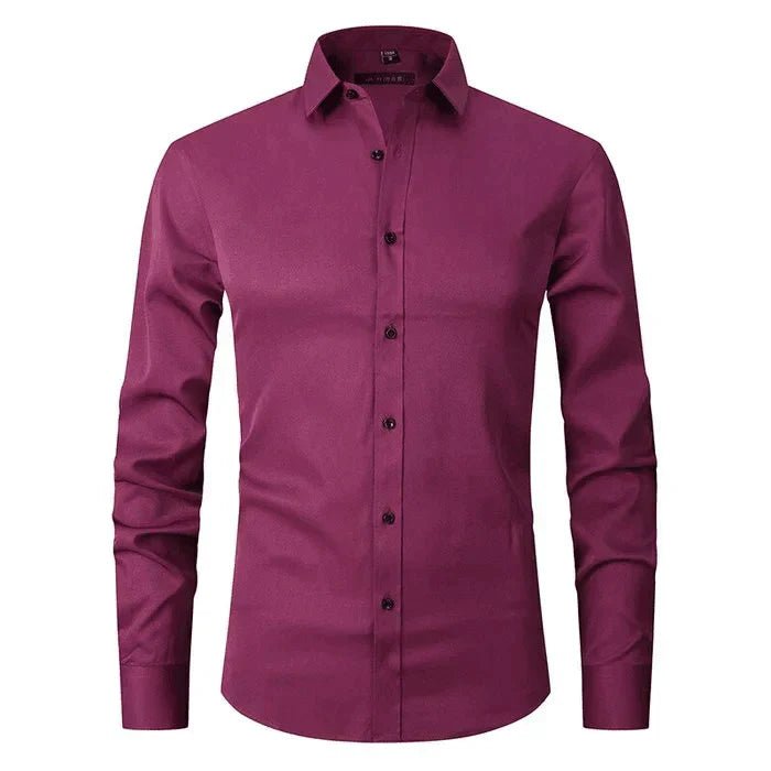 Camisa de algodón de manga larga y corte regular para hombre