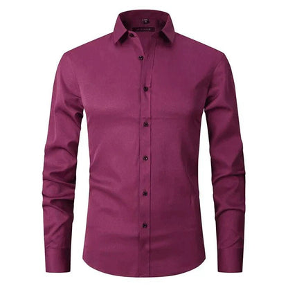 Camisa de algodón de manga larga y corte regular para hombre