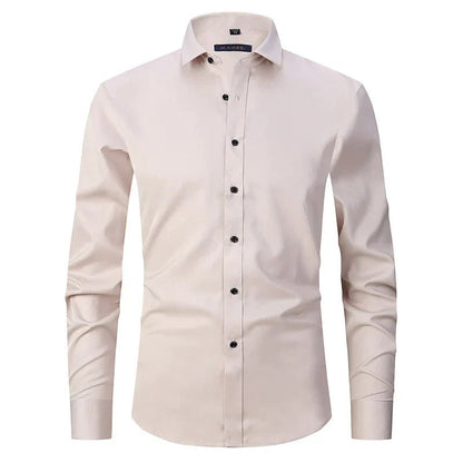 Camisa de algodón de manga larga y corte regular para hombre