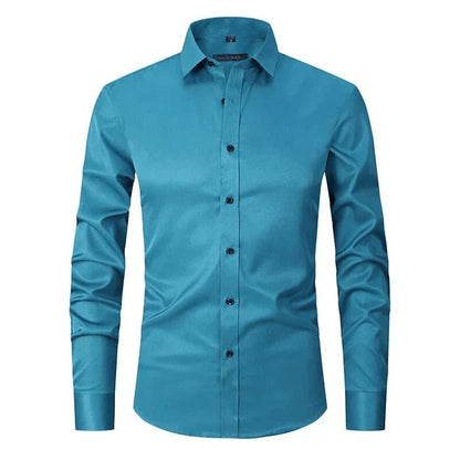 Camisa de algodón de manga larga y corte regular para hombre