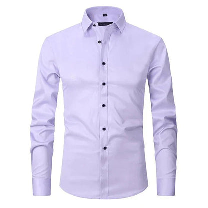 Camisa de algodón de manga larga y corte regular para hombre