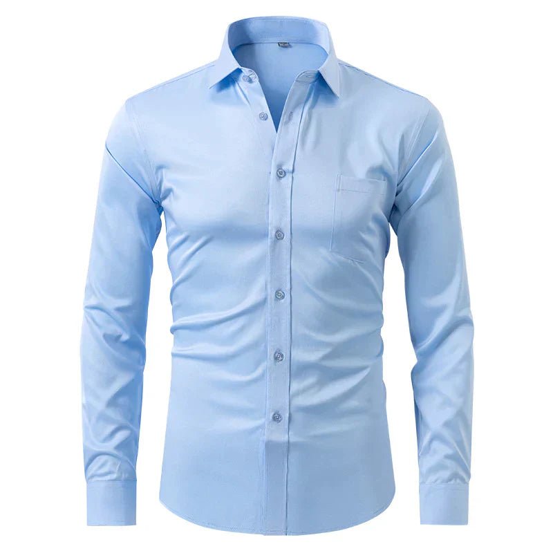 Camisa de algodón de manga larga y corte regular para hombre