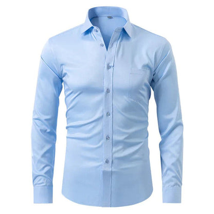 Camisa de algodón de manga larga y corte regular para hombre